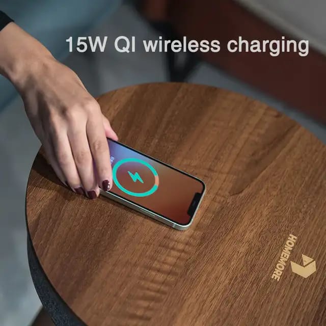 Table Wireless's Smart Round Coffee Table with Built-in Speaker and Wireless Charger