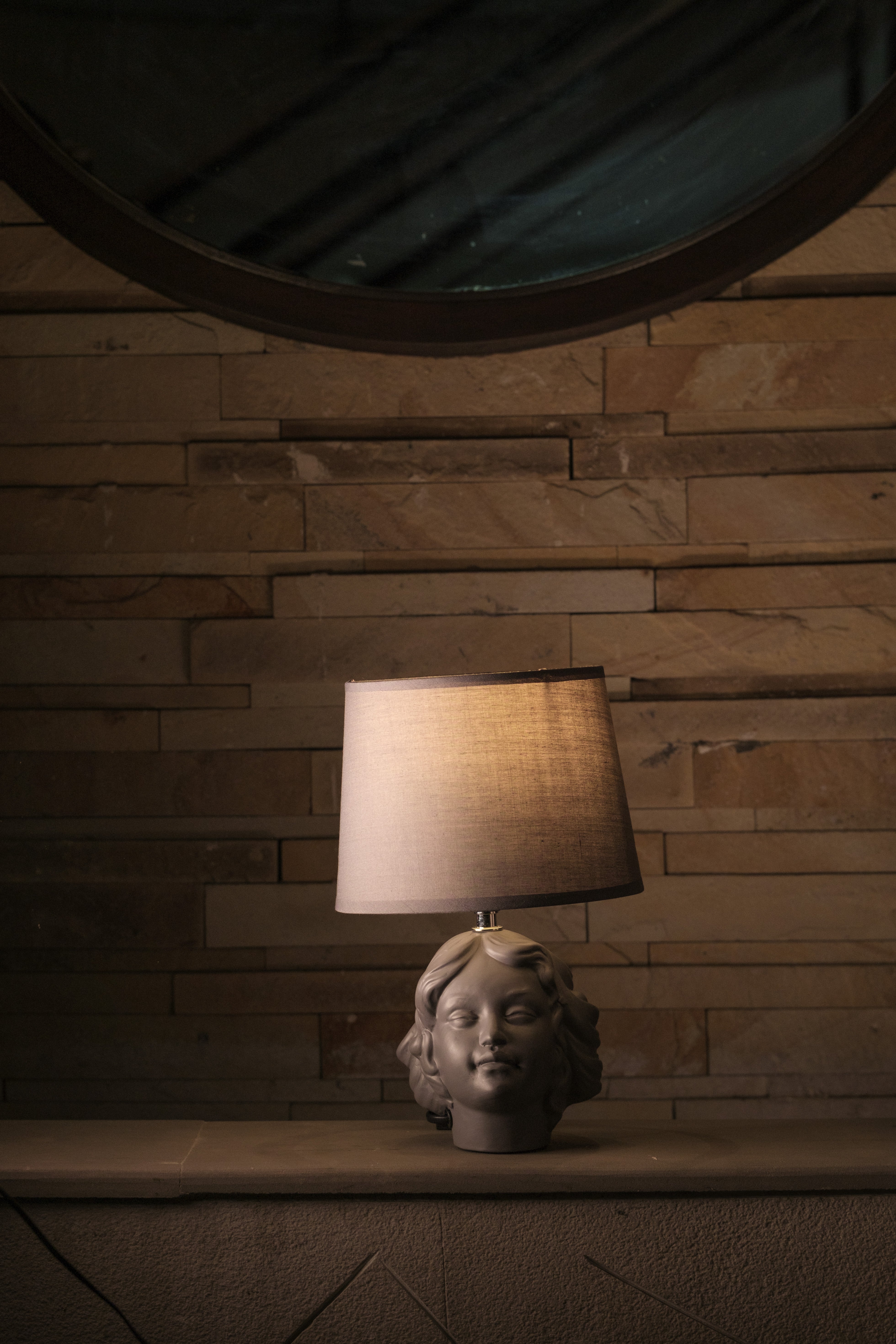 Ceramic greekstyle table lamp with lamp shade